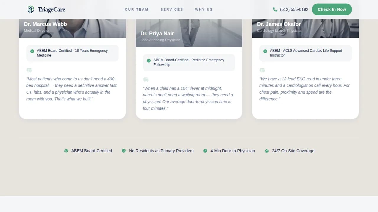 Urgent Care Clinic Website Template — Patient Booking Landing Page