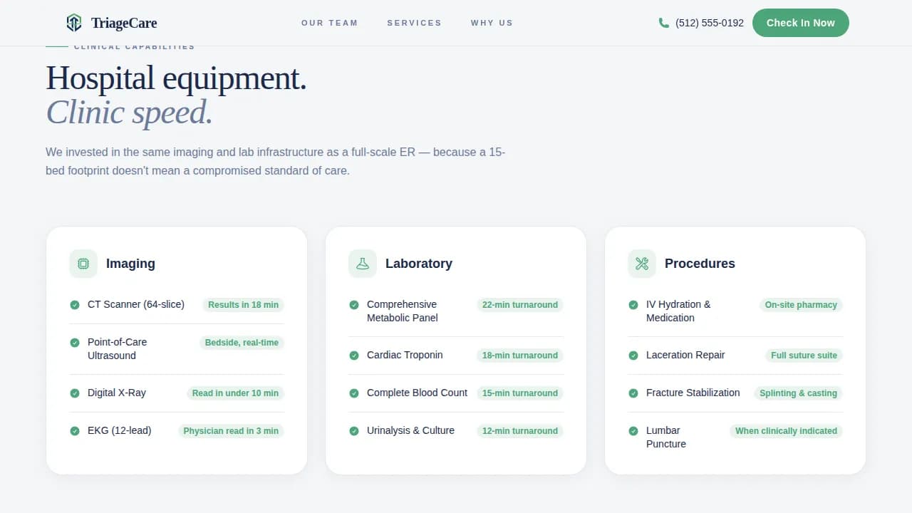 Urgent Care Clinic Website Template — Patient Booking Landing Page