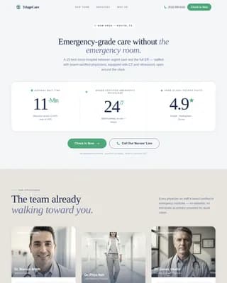 Urgent Care Clinic Website Template — Patient Booking Landing Page