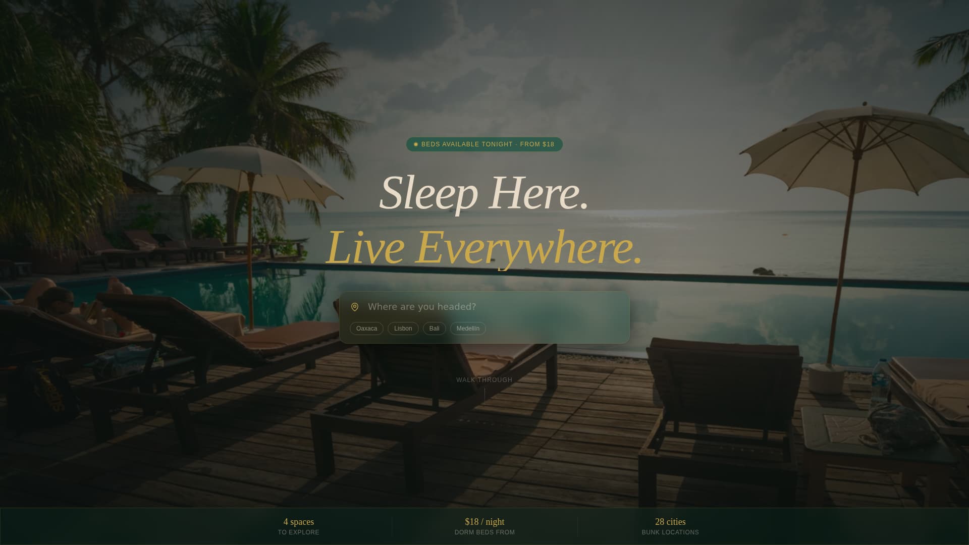 Bunk - Immersive Hostel Landing Page Template