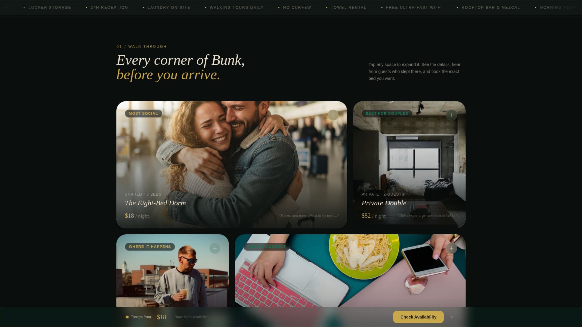 Bunk - Immersive Hostel Landing Page Template