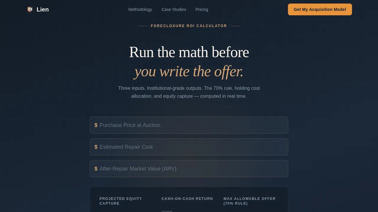 Foreclosure & REO Real Estate Pricing Website Template
