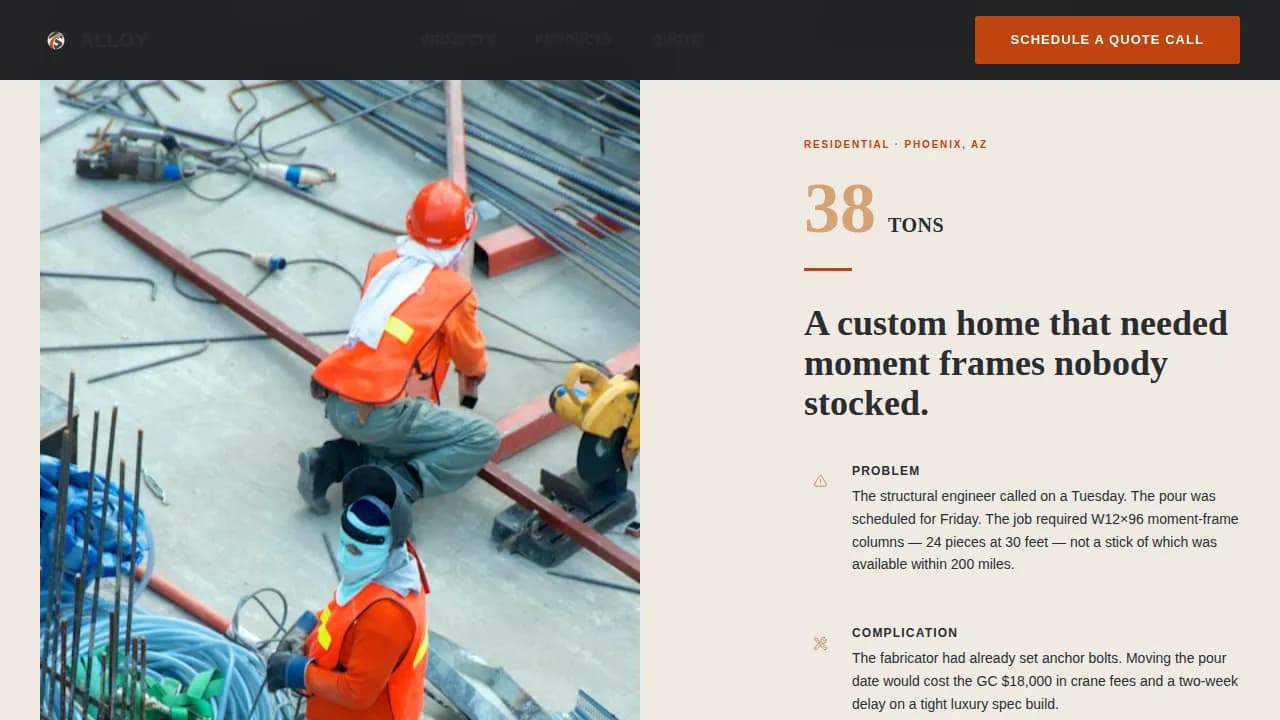 Steel Products & Portfolio Website Template