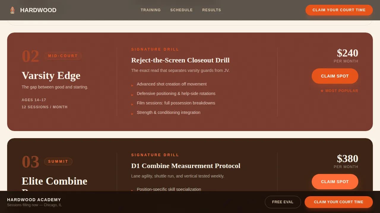 Sports Academy & Coaching Booking Website Template