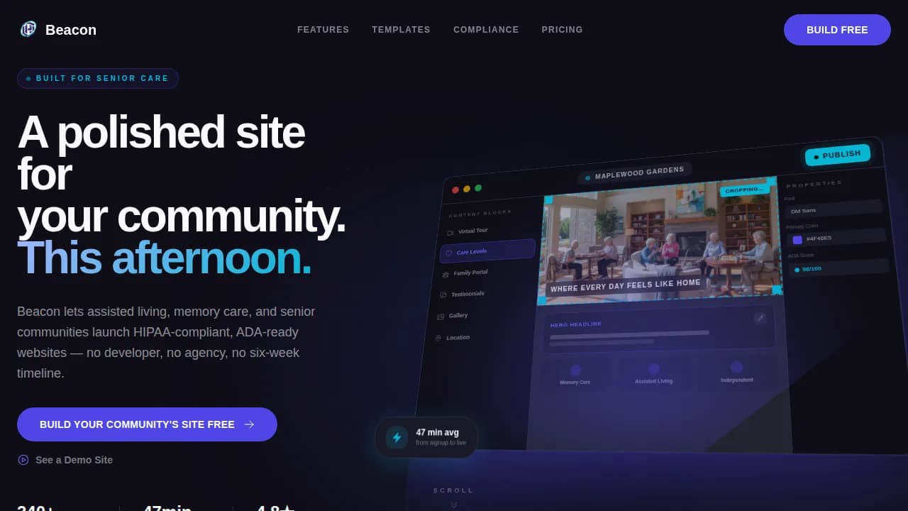 Senior Care Software & SaaS Reviews Website Template