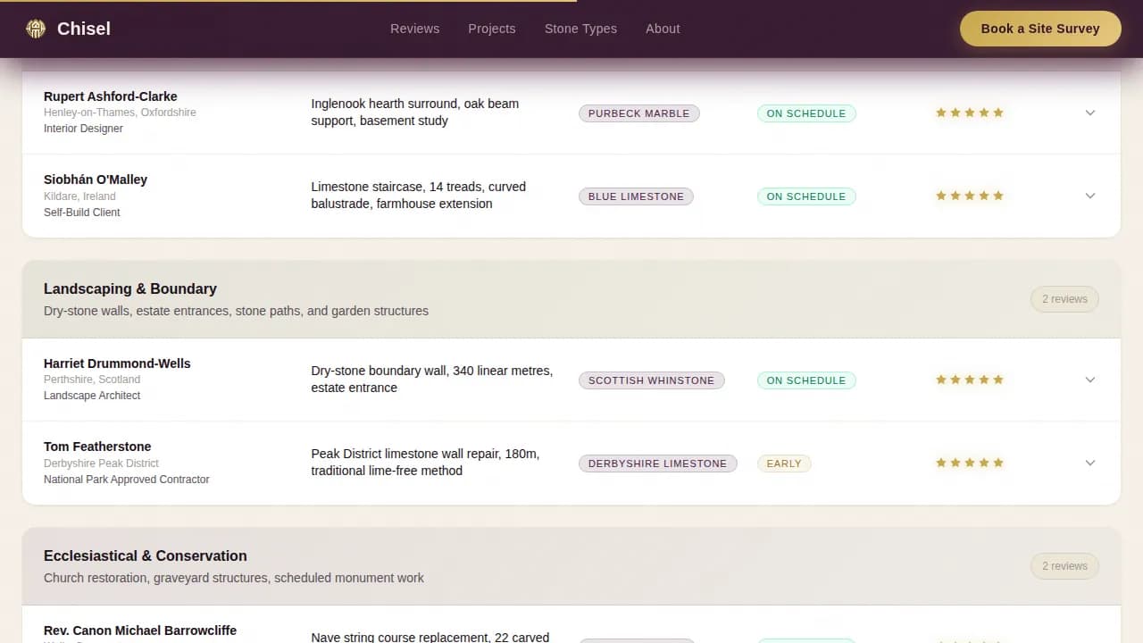 Stonemason Business Booking Website Template