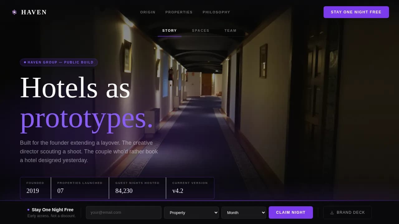 Boutique Hotel About Us & Brand Story Website Template