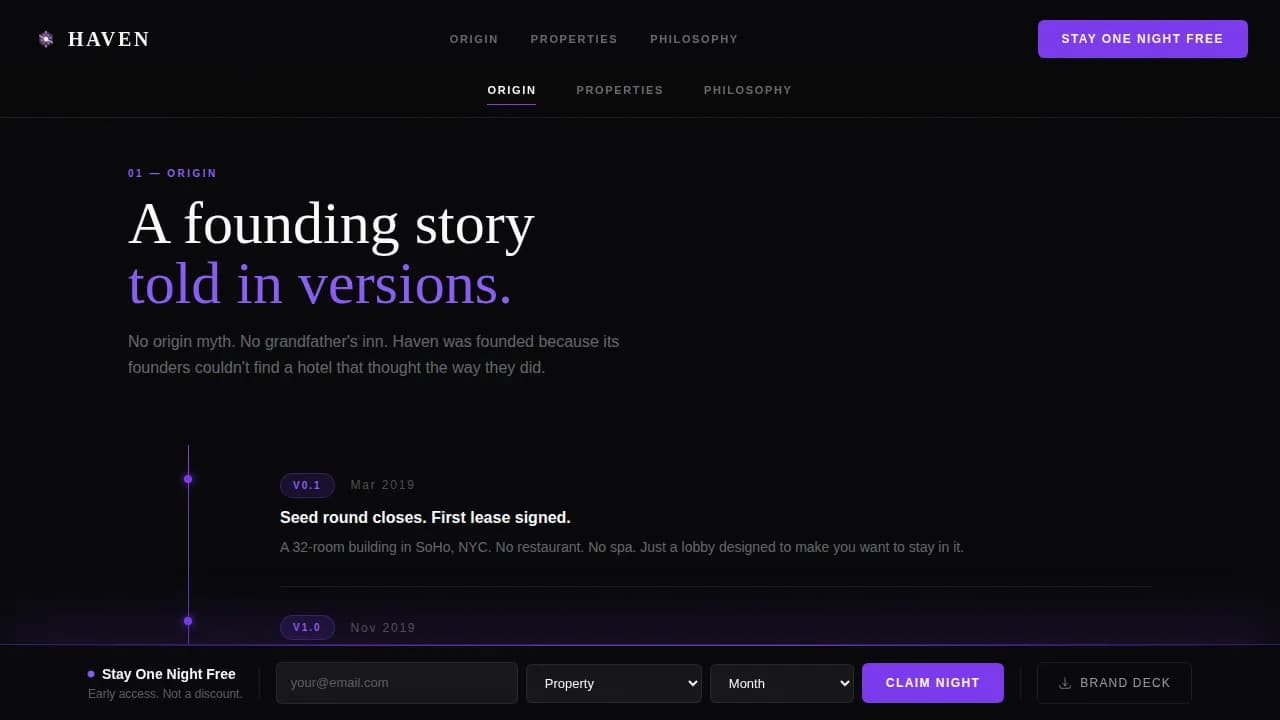 Boutique Hotel About Us & Brand Story Website Template
