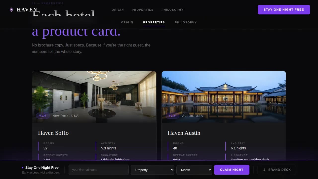 Boutique Hotel About Us & Brand Story Website Template