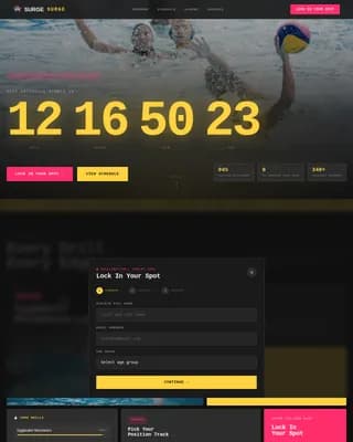 Velocity — Competitive Water Polo Academy Landing Page Template