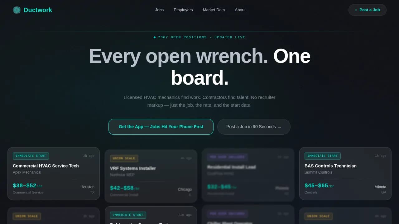 Ductwork - Live HVAC Technician Job Board Landing Page Template
