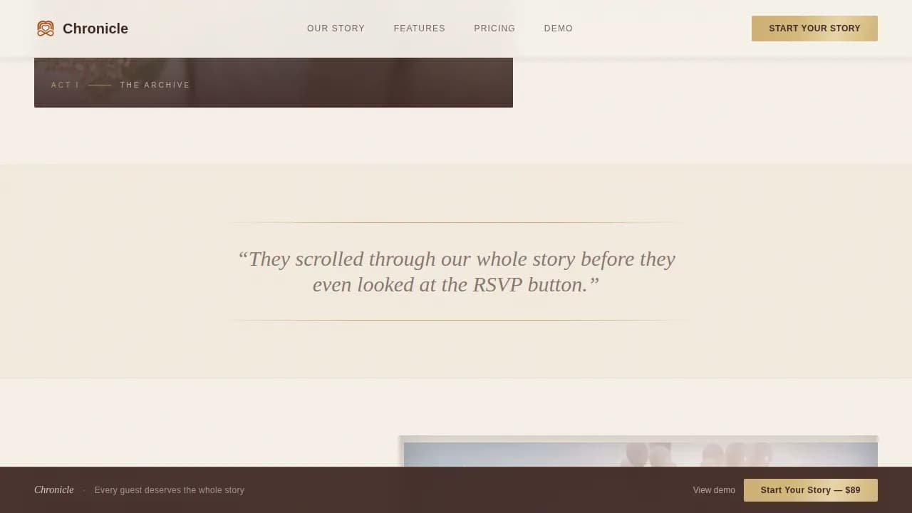 Chronicle — Iconic Wedding Registry Landing Page Template