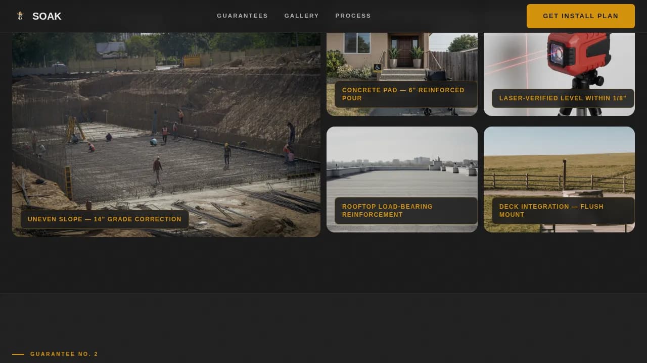 Soak — Professional Hot Tub Installation Landing Page Template
