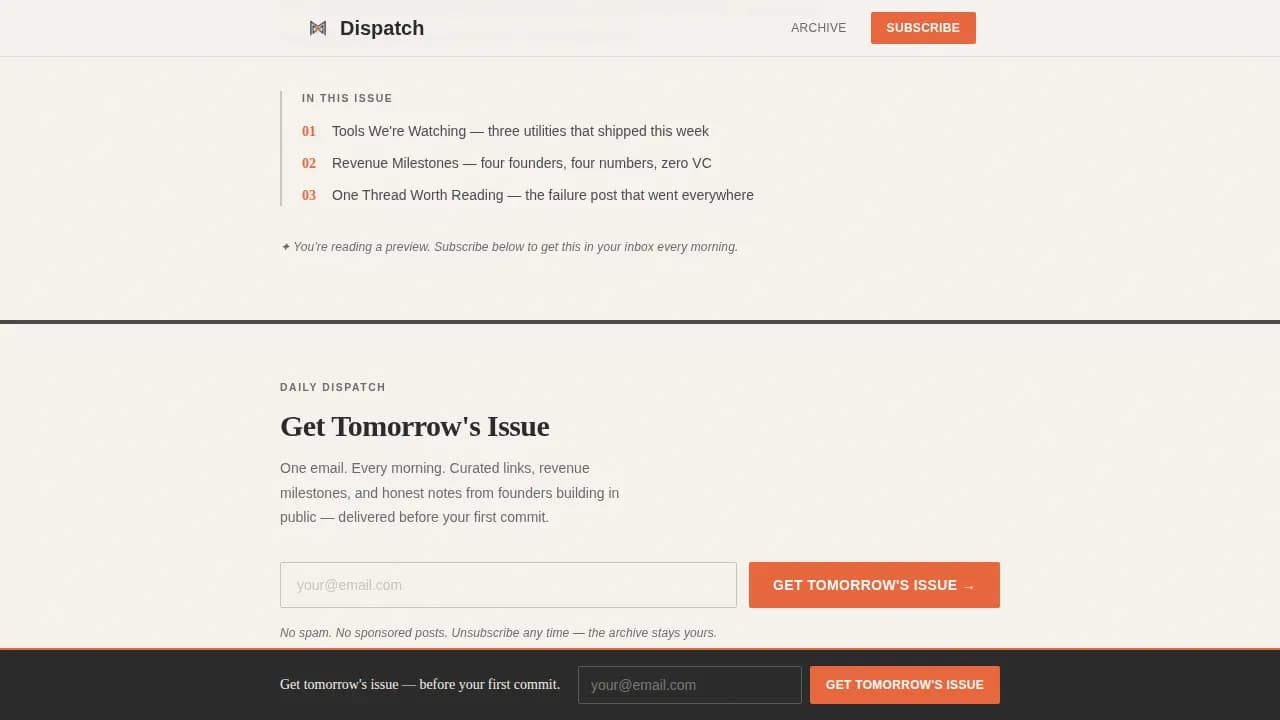 Brief — Daily News Newsletter Landing Page Template