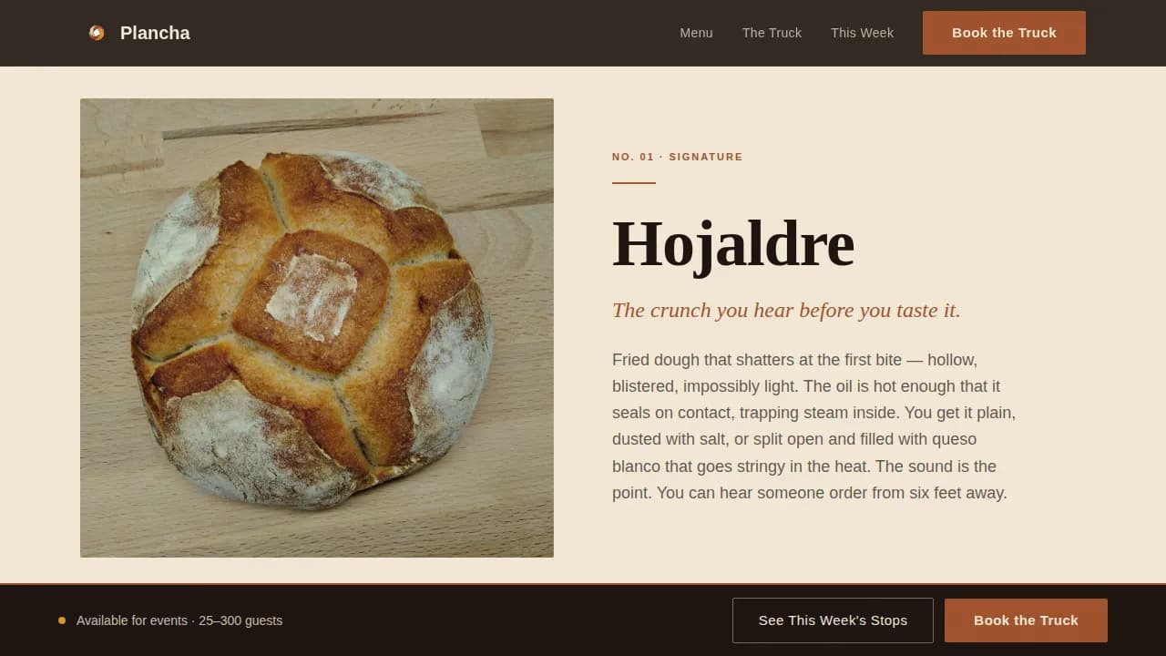 Griddle — Authentic Food Truck Landing Page Template