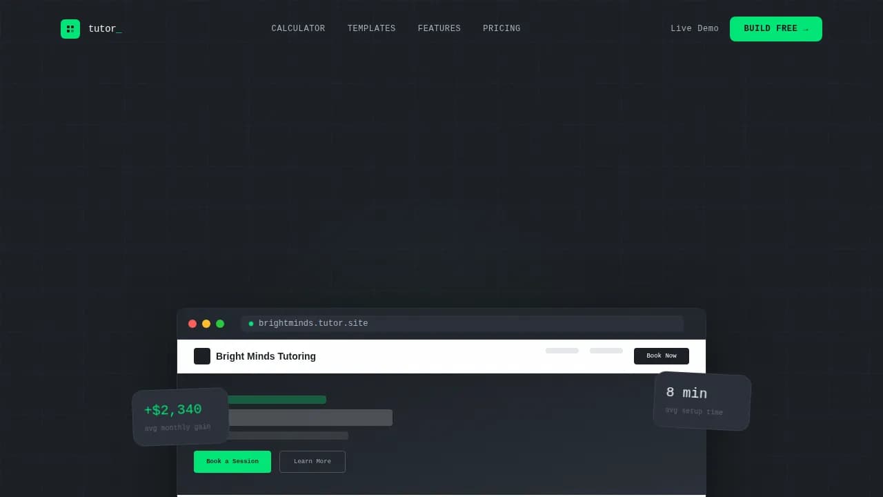 Tutoring Digital Presence Cost Estimator Website Template