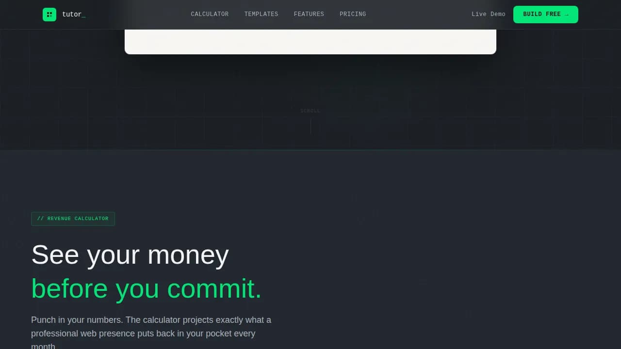 Tutoring Digital Presence Cost Estimator Website Template