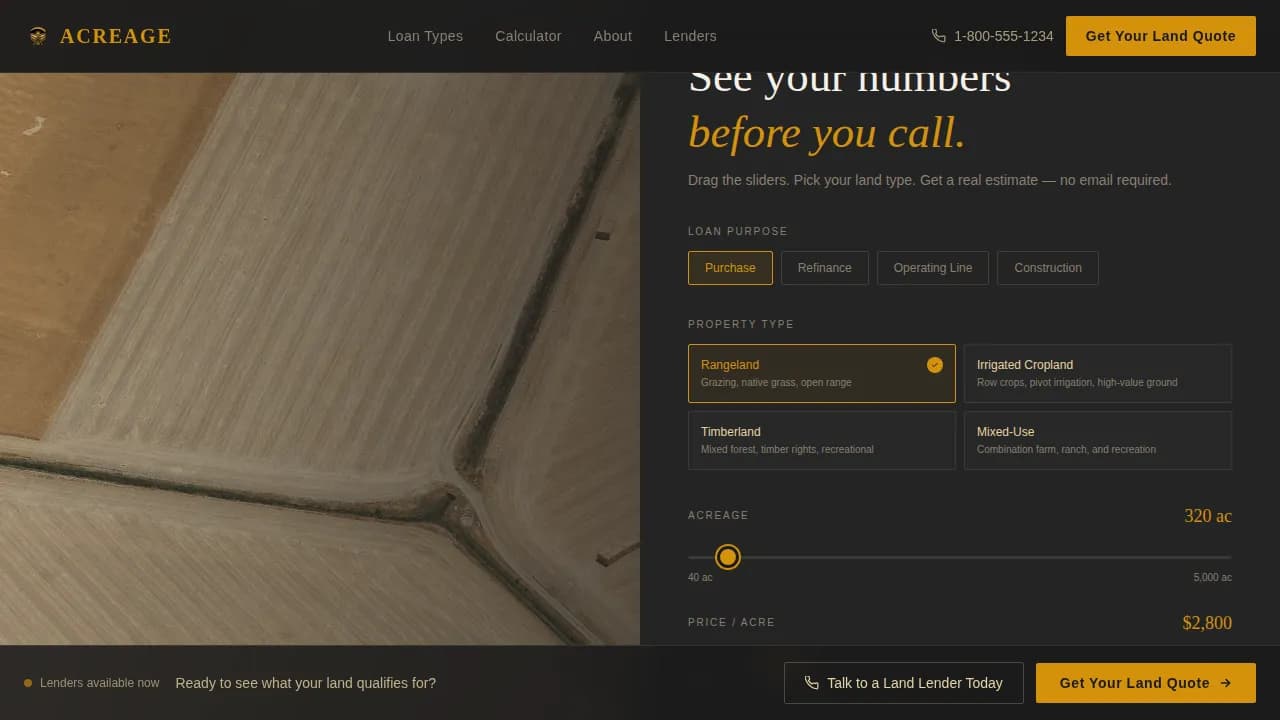 Cultivate — Generational Agricultural Finance Landing Page Template