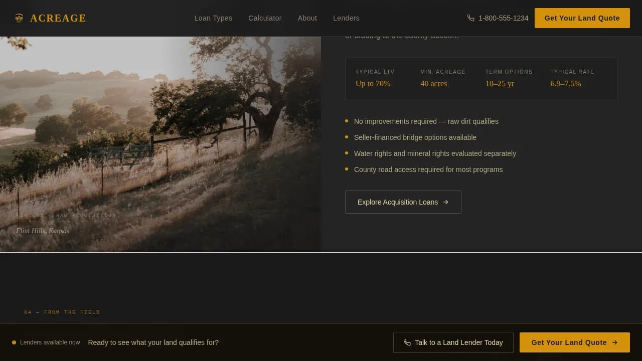Cultivate — Generational Agricultural Finance Landing Page Template