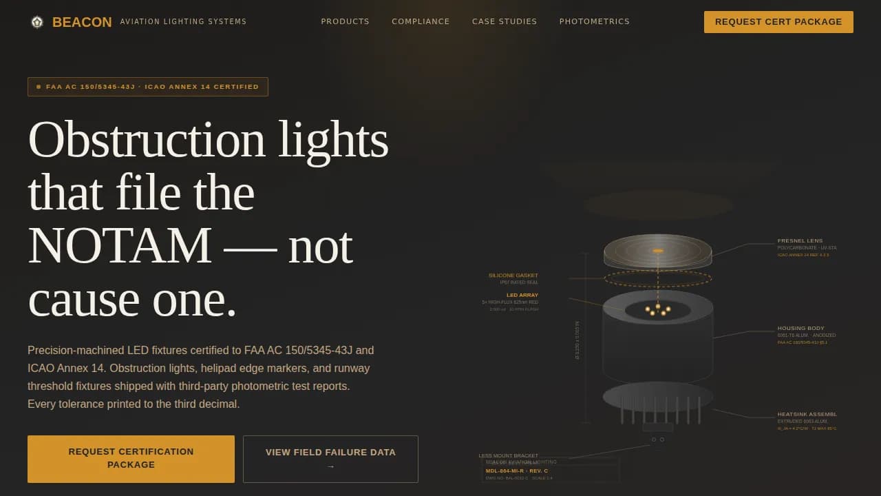 Aviation Lighting Manufacturer Website Template
