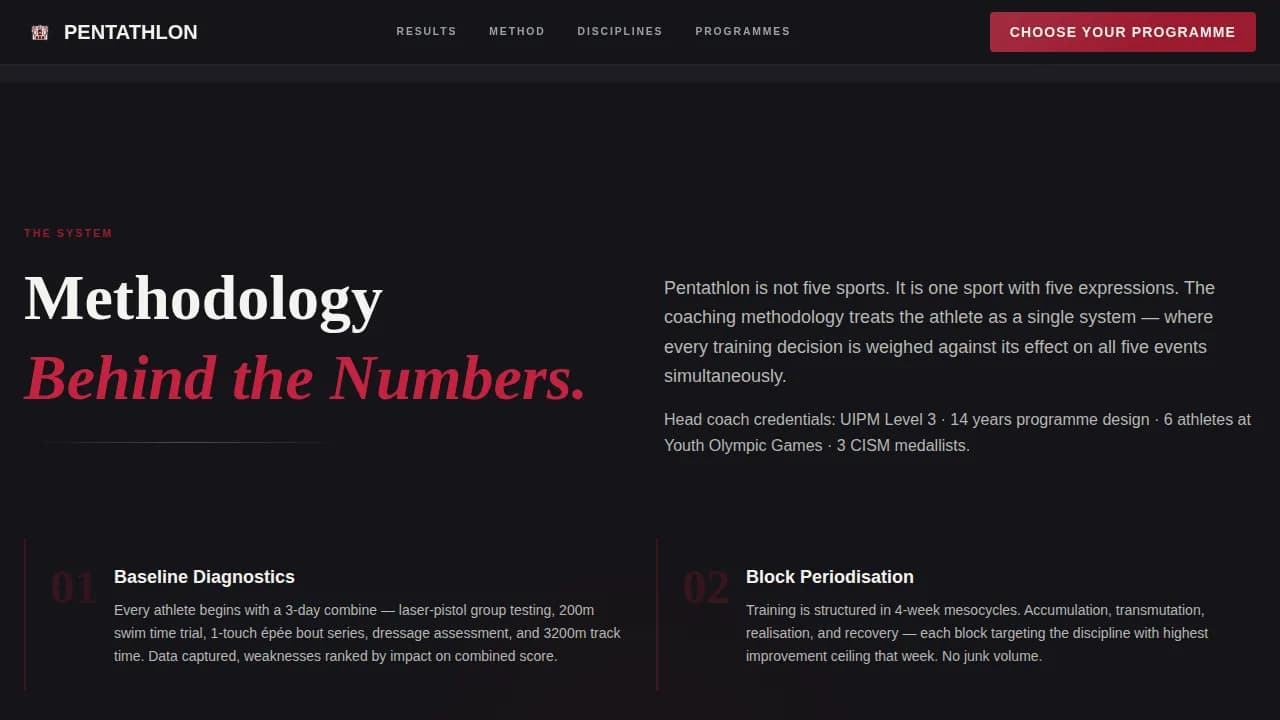 Pentathlon — Elite Athletics Coaching Landing Page Template