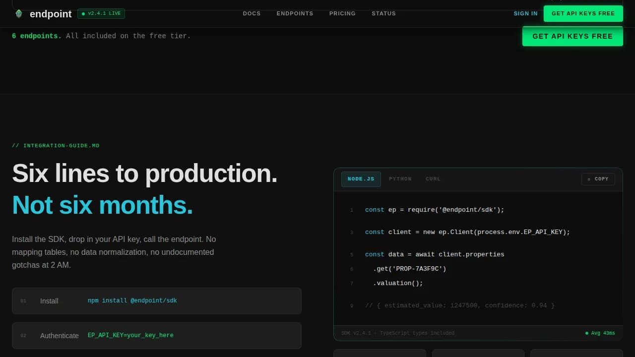 Dataflow — Instant Market Intelligence API Landing Page Template