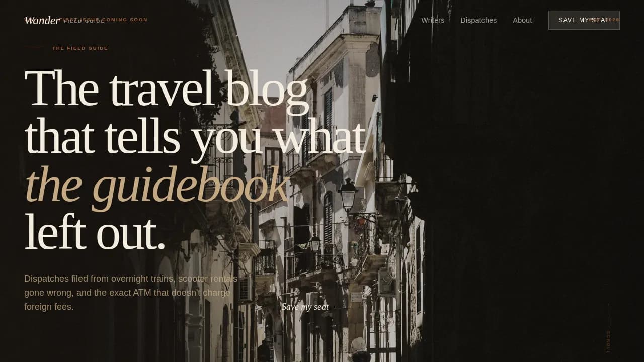 Specialist Travel Blog & Media Pre-Launch & Coming Soon Website Template