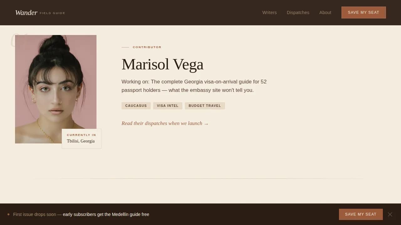 Specialist Travel Blog & Media Pre-Launch & Coming Soon Website Template