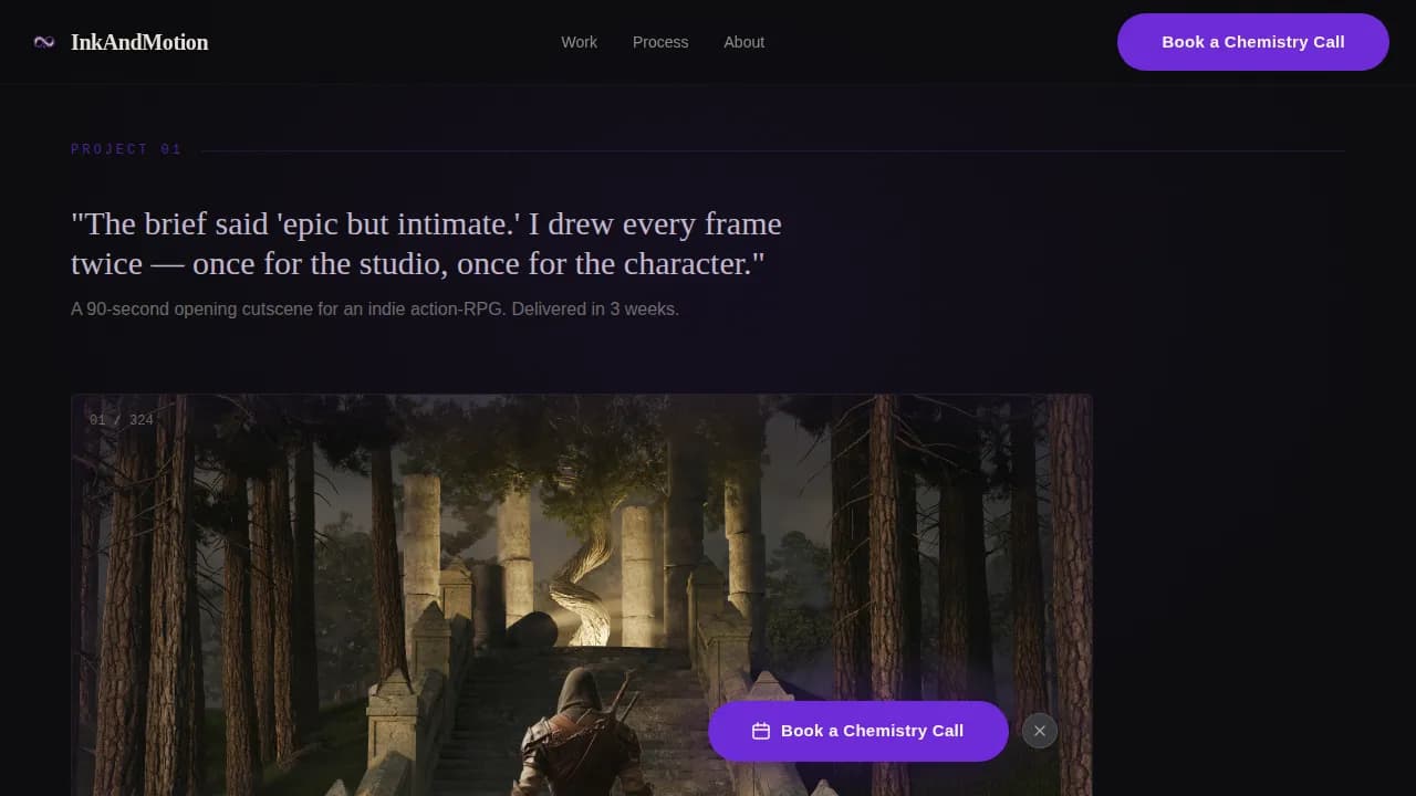 Cel — Artisan Animator Portfolio Landing Page Template