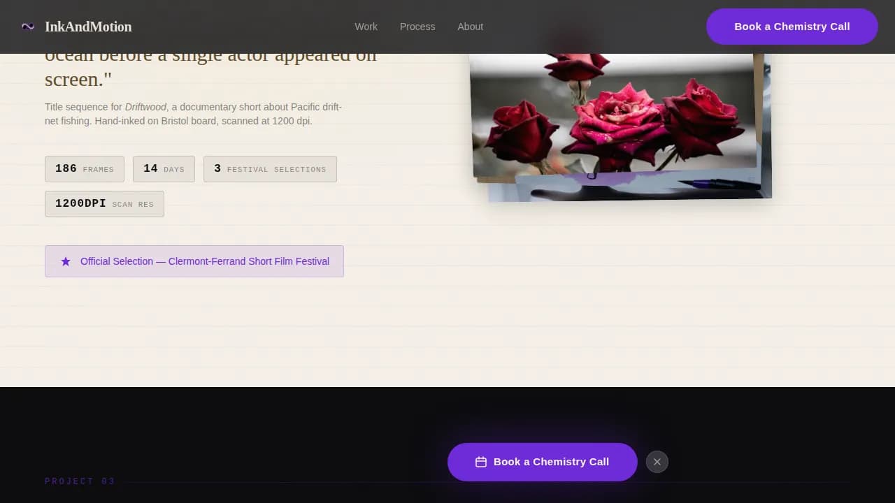Cel — Artisan Animator Portfolio Landing Page Template