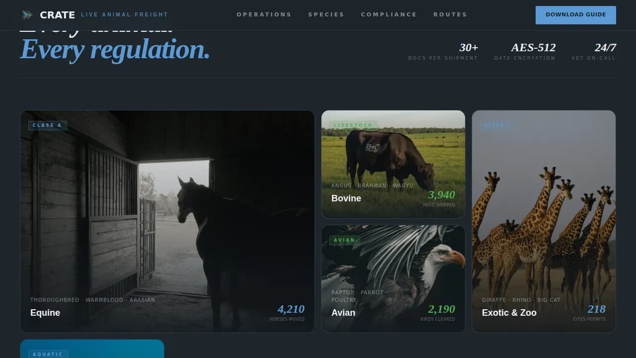 Transit — Expert Animal Logistics Landing Page Template