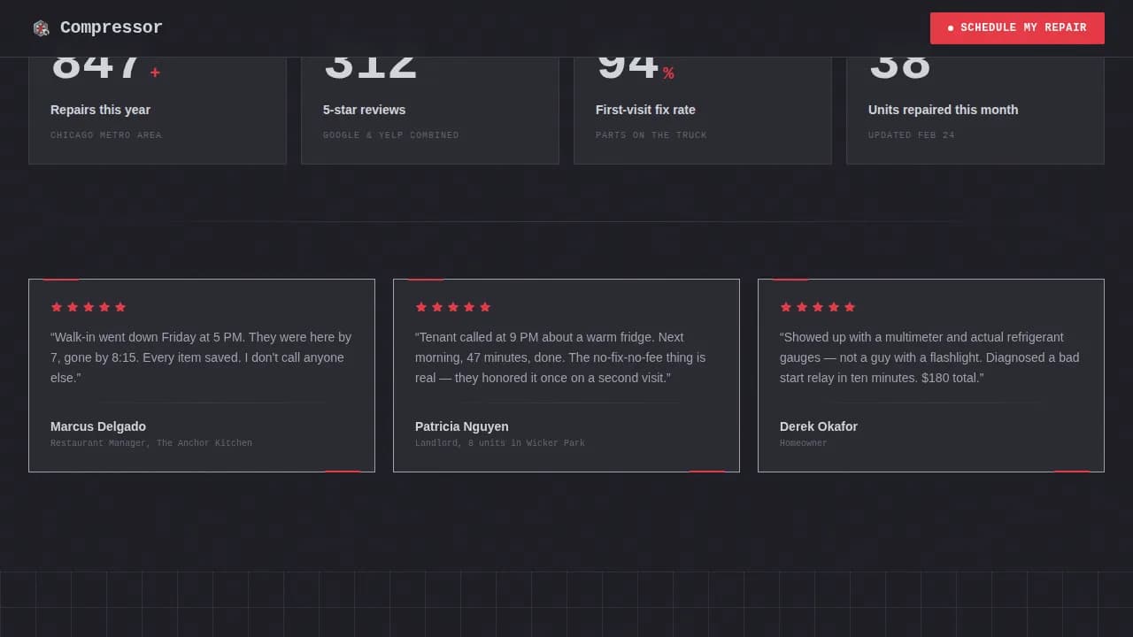 Chill — Express Appliance Repair Landing Page Template