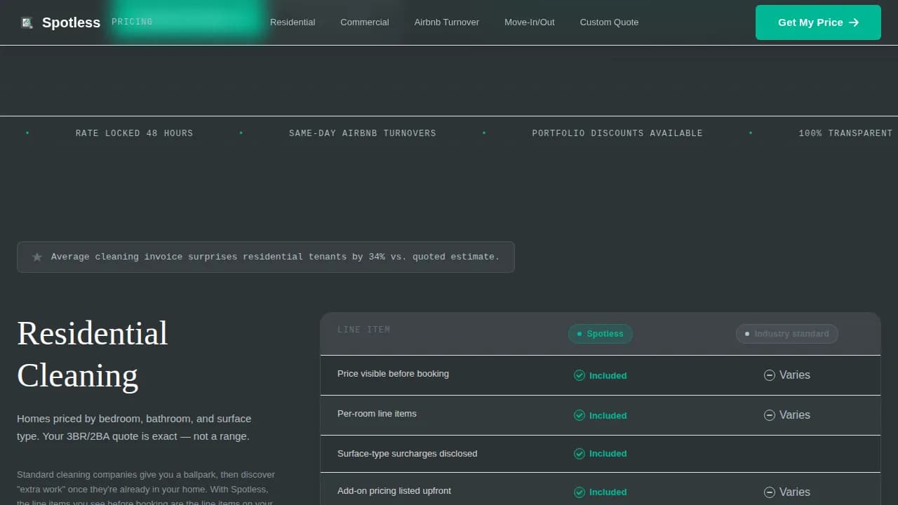Cleaning Service Transparent Pricing Hub Website Template