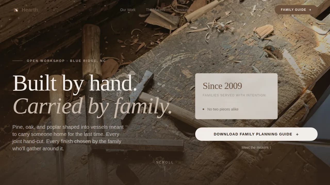 Timber — Artisan Casket Crafting Landing Page Template
