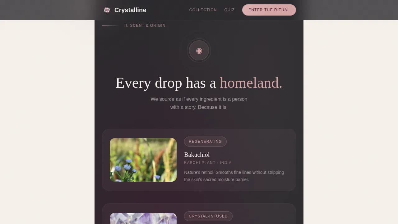 Crystalline — Holistic Wellness Beauty Landing Page Template