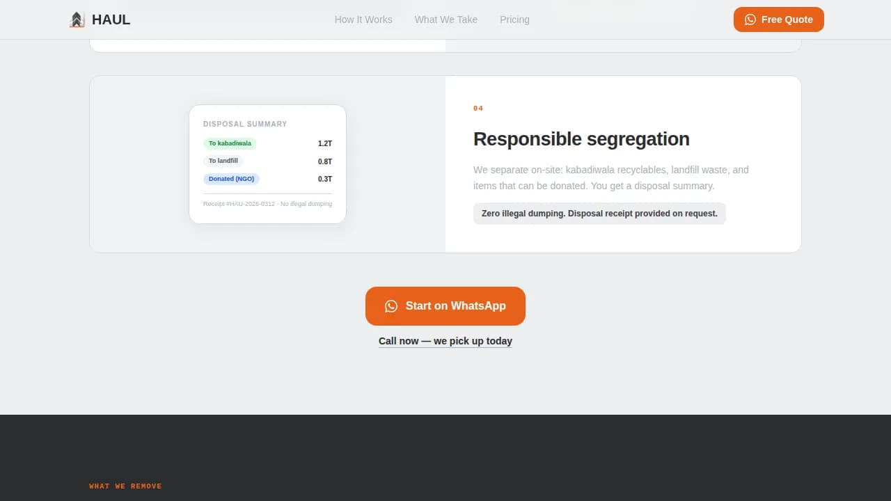 Haul - Industrial Junk Removal Landing Page Template
