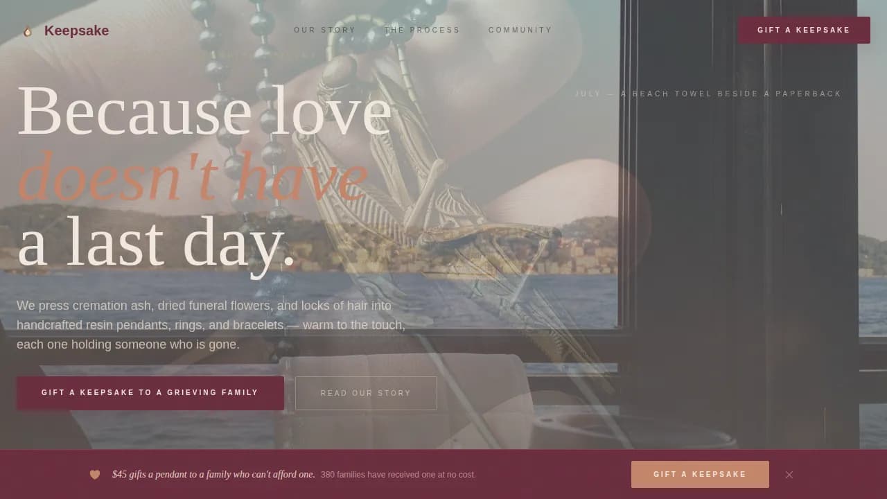 Cherish — Artisan Tribute Jewelry Collection Landing Page Template