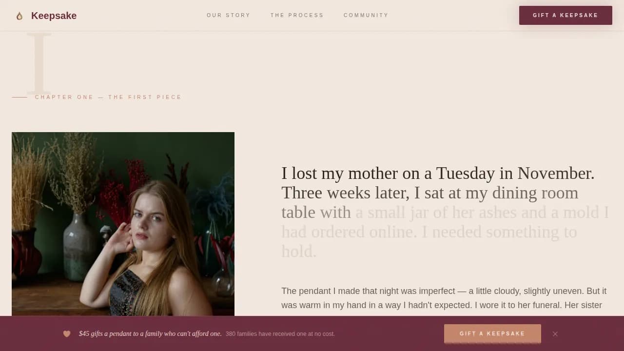 Cherish — Artisan Tribute Jewelry Collection Landing Page Template