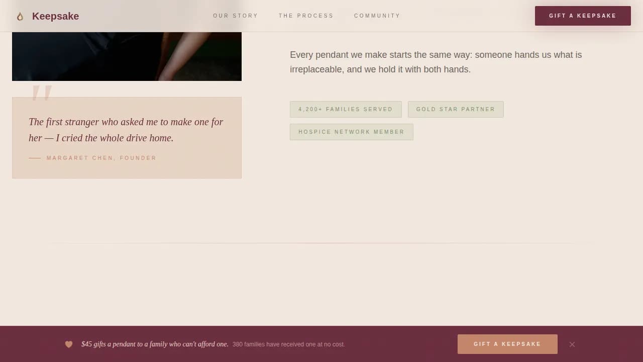 Cherish — Artisan Tribute Jewelry Collection Landing Page Template