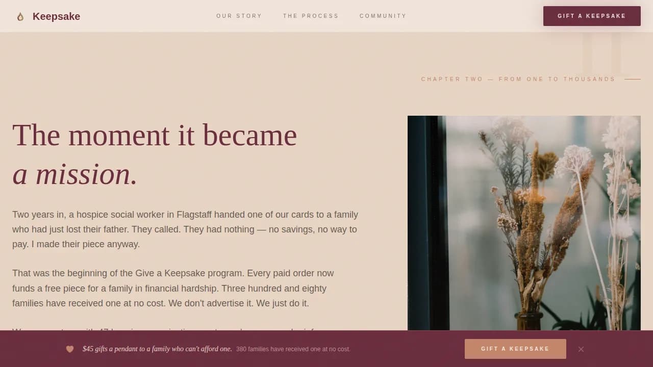 Cherish — Artisan Tribute Jewelry Collection Landing Page Template
