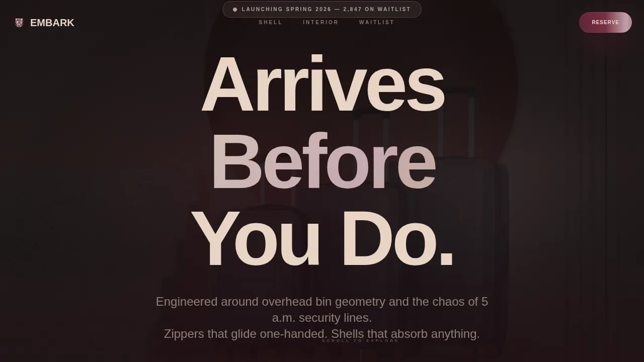 Complete Bag & Luggage Brand Pre-Launch & Coming Soon Website Template
