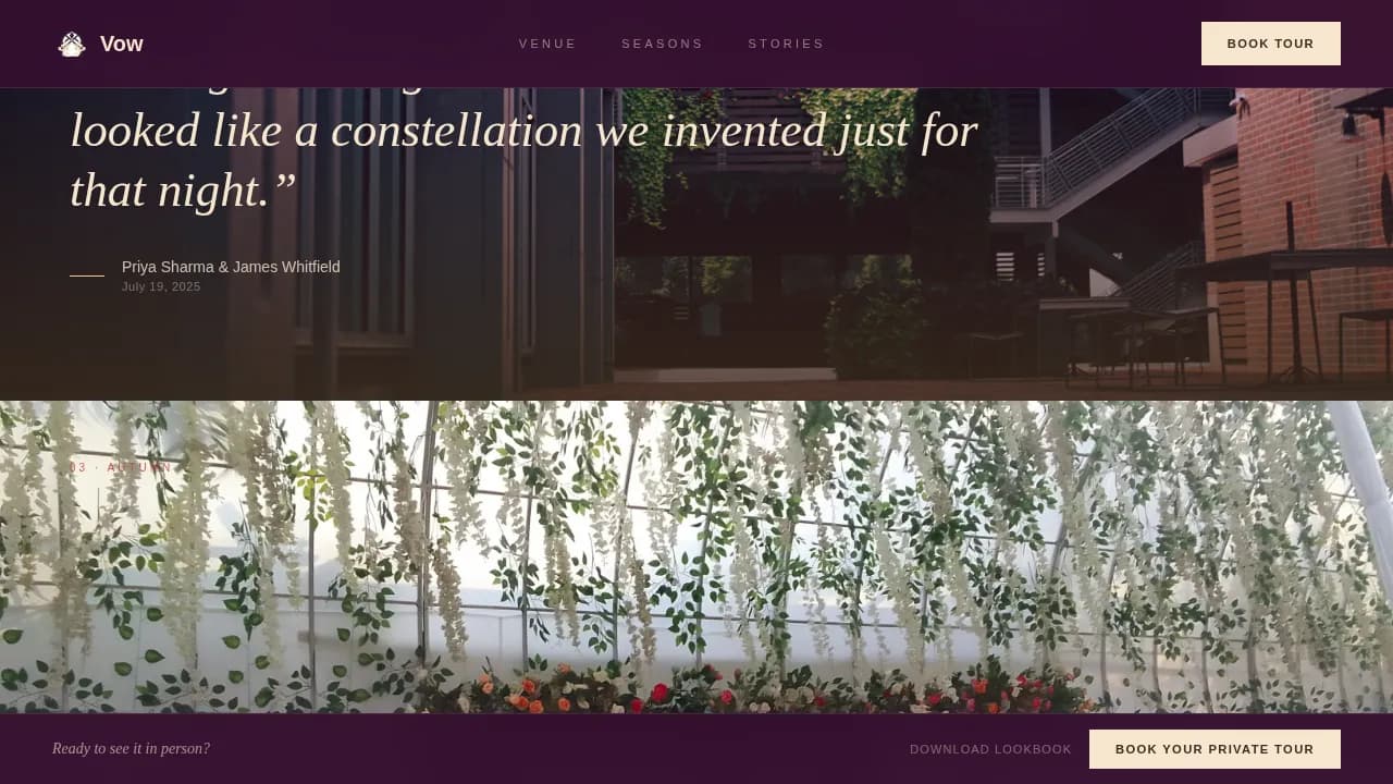 Eternity — Heritage Wedding Venue Landing Page Template