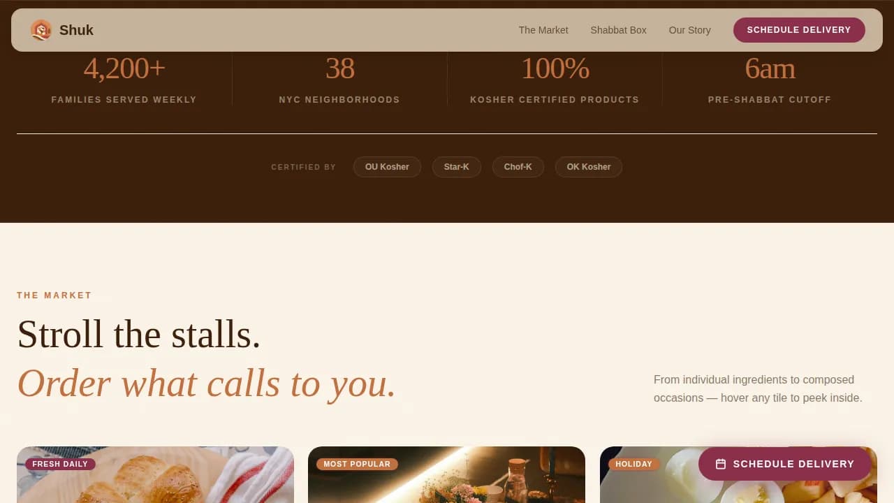 Specialist Kosher Food & Dining Appointment Booking Website Template
