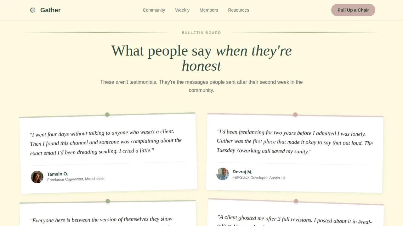 Freelancers Community Reviews & Social Proof Website Template