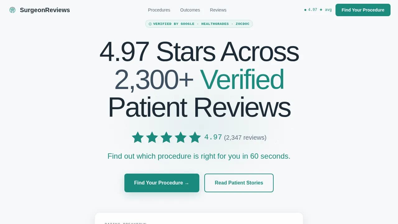 Atlas — Comprehensive Surgical Outcomes Landing Page Template