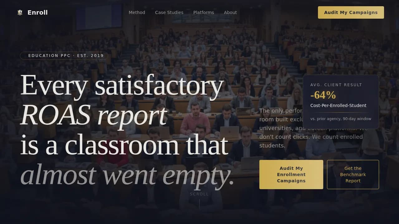 Enroll - High-Converting Education PPC Agency Landing Page Template