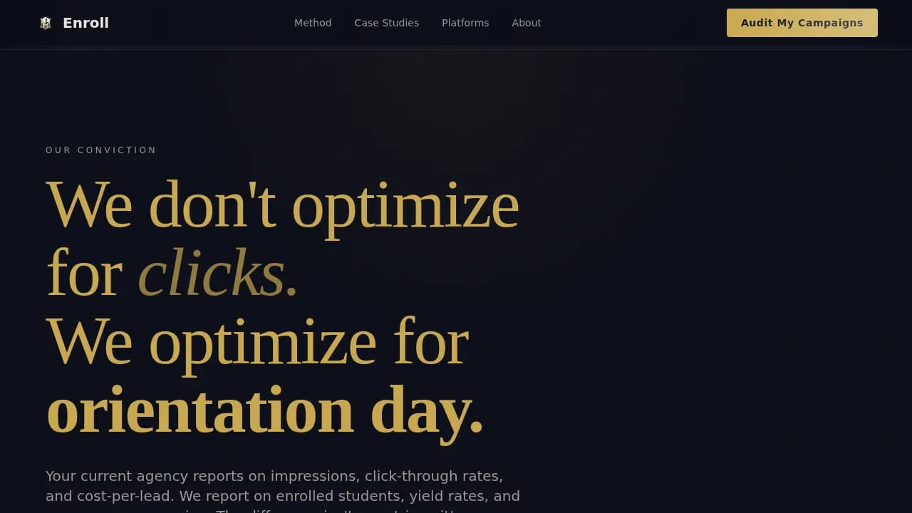 Enroll - High-Converting Education PPC Agency Landing Page Template