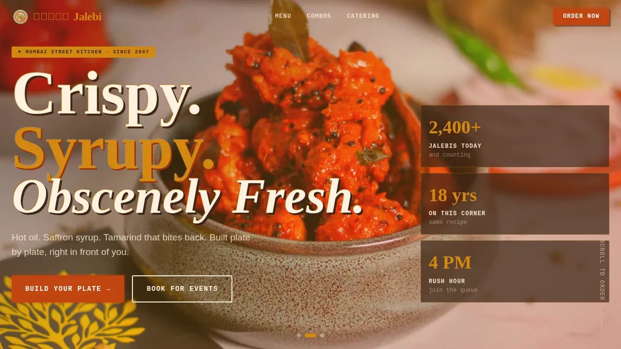 Local Regional & Specialty Restaurant Professional Website Template