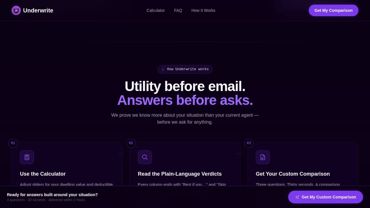 Insurance Agency Specialist Cost Calculator Website Template