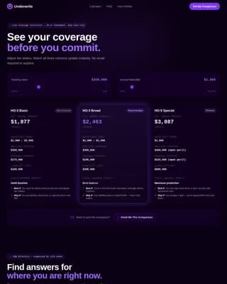Insurance Agency Specialist Cost Calculator Website Template